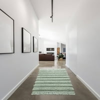 בית סוואנה פס שוליים פס כותנה רץ שטיח אמבטיה, 60, ירוק