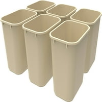 אחסן סל פסולת מפלסטיק מקורה, בז ', גלון, 6 חבילה