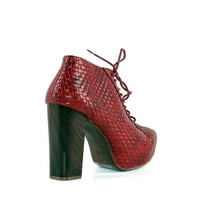 בציר מרקם ארוג נשים גבוהה העקב פלטפורמת נעליים באדום