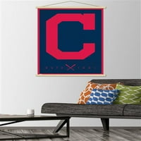 קבוצת בייסבול של קליבלנד - פוסטר קיר לוגו עם מסגרת מגנטית מעץ, 22.375 34