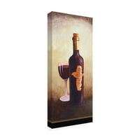 אמנות סימן מסחרי 'בקבוק יין אדום עם זכוכית' אמנות בד מאת פבלו אסטבן