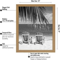 מסגרת תמונה של AmericanyFlat, MDF עץ וזכוכית עמידה בפני מתנפץ, תצוגת דיוקן ונוף, אלון
