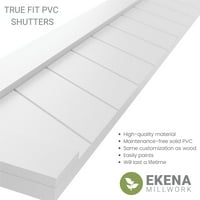 עבודת טחנה של Ekena 15 W 59 H True Fit PVC פאנל יחיד שברון שברון מודרני סגנון תריסים קבועים, לבן