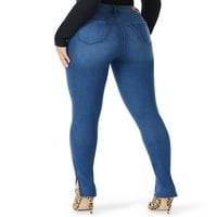 סופיה ג'ינס לנשים רוזה מפותלת סופר -עלייה חריץ חריץ מכנסי קרסול רזים