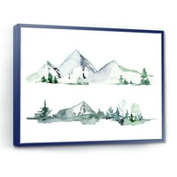 עיצוב 'עצים עם חורף כחול כהה נוף הרים
