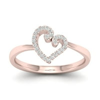 טבעת אופנה לב פתוח 1 10 קראט יהלום 10 קראט זהב ורוד
