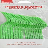 מזלגות פלסטיק, 24 ספירות, ירוק סיד