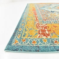 נול ייחודי מקורה מלבני מסורתי שטיחים מסורתיים שטיחים בצבע בז 'כחול צהוב, 9' 12 '0