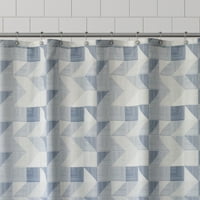 Zenna Home קווים גיאומטריים וילון מקלחת בד, כחול, 70 72