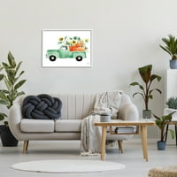 תעשיות סטופל צמחים סתוויים דלעות טנדר ירוק עונתי ציור משאיות לבן ממוסגר אמנות דפוס קיר, עיצוב מאת הת'רלי