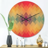 עיצוב 'דפוס יהלום גיאומטרי צבעוני' שעון קיר עץ מודרני
