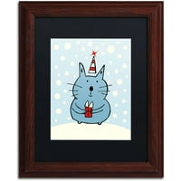 סימן מסחרי אמנות יפה חתול שלג חג המולד אמנות בד מאת קרלה מרטל, שחור מט, מסגרת עץ