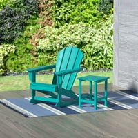 כיסא נדנדה חיצוני מפלסטיק עם 2 חלקים עם שולחן צד מרובע כלול, טורקיז