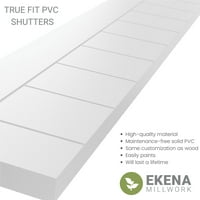 עבודת טחנה של EKENA 12 W 54 H TRUE FIT PVC SLAT אופקי ממוסגר סגנון מודרני תריסים קבועים, ירוק תרמי