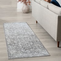 שטיח מסורתי שטיח מזרחי אפור אפור מקורה קל לניקוי