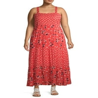Terra & Sky's Women's Plus בגודל גודל תאום מודפס שמלת מקסי, גדלים 0x-5x