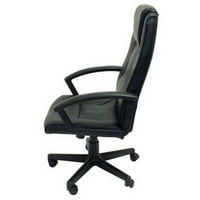 Alc1723bl כיסא משרד גב גבוה, כיסא שולחן מחשב ארגונומי, עור פו שחור