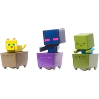 Minecraft Minecart Mini-figure Ocelot, Zombie ו- Enderman 3-Pack