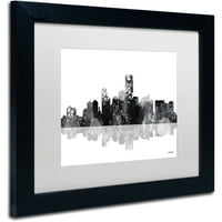 סימן מסחרי אמנות ג'רזי סיטי ניו ג'רזי קו סקייליין BG-1 אמנות קנבס מאת מרלן ווטסון, מט מאט, מסגרת שחורה