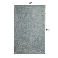 מלבן הסלון של Decmode שטיח אזור מודרני גיאומטרי, כחול, 5 '8', - חתיכה