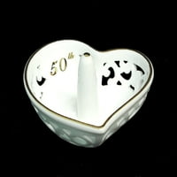 4 מוזהב 50 שנה לחרסינה מחזיק טבעת בצורת לב 45657