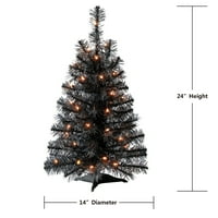עץ חג המולד מלאכותי שחור מואר לפני מואר, 24
