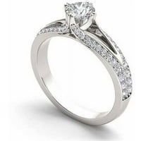 טבעת אירוסין קלאסית עם שוק מפוצל יהלום קראט בזהב לבן 14 קראט