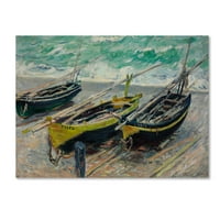 אמנות סימן מסחרי 'שלוש סירות דיג' אמנות בד מאת מונה