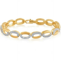 אריסטה יהלום מבטא בצורת סגלגל צמיד אופנה לנשים 14K פליז צליל זהב צהוב, 7.50