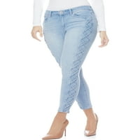 מכנסי ג'ינס של סופיה מאת סופיה ורגרה צדדים שרוכים רזים אמצע עליית מכנסי קרסול, נשים?