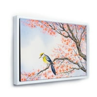 עיצוב 'ציפור כחולה יפהפייה יושבת על ענף פורח i' הדפס מסורתי של קיר קיר קיר מסורתי