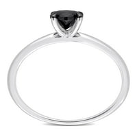 קראט T.W. יהלום שחור 14KT זהב לבן סגלגל סגלגל טבעת אירוסין