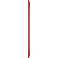 עבודת טחנה של Ekena 18 W 75 H True FIT PVC SLAT אופקי ממוסגר סגנון מודרני תריסים קבועים, אדום אש אדום