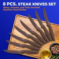 מטבח סכין סט-רב תכליתי בלתי שביר ארגונומי שאינו מקל נירוסטה מטבח סטייק סכיני סט עם באופן מלא משונן להבים-נהדר