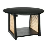 עץ מנגו משותף יצירתי עם שולחן קפה ארוג קנים, שולחן מבטא סלון מעבר, גימור שחור