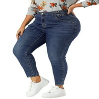 מציאות ייחודיות לנשים פלוס עיצוב אבזם מותניים גבוהות ג'ינס ג'ינס סקיני ג'ינס