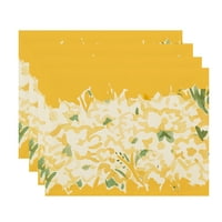 פשוט דייזי של שקיעה טוליפ גן צהוב פרחוני הדפסת מפית
