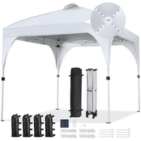 SmileMart × FT אוהל חופה פופ-אפ נייד עם נורות LED סולאריות לשימוש ביתי ומסחרי, לבן