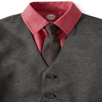 וונדר האומה פחם לסרוג אפוד, חולצה, אריג מכנסיים & קליפ על עניבה, 4-חתיכה תלבושת סט