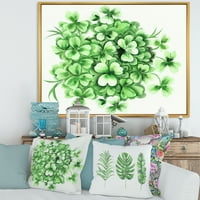 עיצוב אמנות 'ירוק בציר עלים של תלתן' מסורתי ממוסגר בד קיר אמנות הדפסה