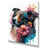 עיצוב חמוד כלב חמוד פרחוני אמנות קיר קיר קיר קיר