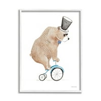 תעשיות סטופל דוב חום דוב תלת אופן עליון כובע פרו -צבעי מים אמנות קיר ממוסגרת, 14, עיצוב מאת רייצ'ל ניימן