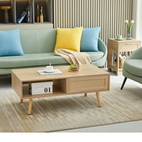 שולחן קפה AUKFA עם אחסון, שולחן ספה מודרני למשרד ביתי בסלון, אגוז