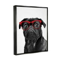 תעשיות סטופל פנים מצחיקות פנים כלב משקפיים אדומים בעלי חיים וחרקים ציור צף שחור אמנות ממוסגרת אמנות קיר