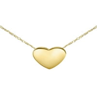 אגרוף יהלום 14 קראט זהב צהוב מעל שרשרת התליון הראשונית של לב סטרלינג