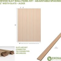 עבודת טחנה של Ekena 94 H 1 4 T ערכת לוח קיר עץ מתכוונן W 2 W Slats, Alder
