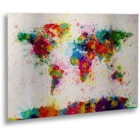 סימן מסחרי אמנות Paint World Map אמנות קיר אלומיניום מוברשת מאת מייקל טומפסט 16 22