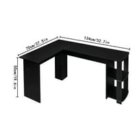 איירין אינוונט בצורת L שולחן מחשב מחשב שולחן מחברת עץ עם דו שוכבים דו-שכבתיים שולחן משרדי ביתי שחור