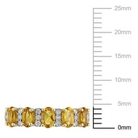 Miabella's נשים 1- קראט T.G.W. סיטרין חתוך סגלגל וקרט T.W. יהלום חתוך עגול 14KT טבעת חצי-חצי זהב צהוב