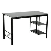 Innove שחור זכוכית מחוסמת שולחן זואי אישי, שחור
